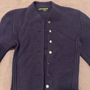 Geiger Purple Wool Button-Up Cardigan